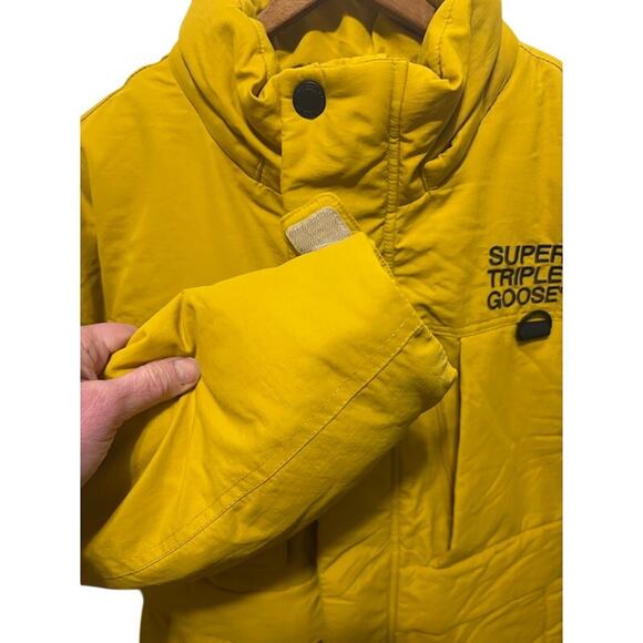 Super Triple Goose jacket snowboard ski winter coat yellow and cream NO HOOD - Picture 5 of 13
